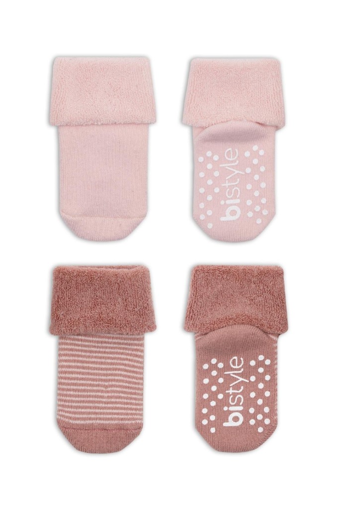 2'Li Çemberli Kaymaz Havlu Soket Çorap 10503 Pudra Pembe