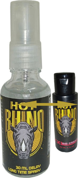 Hot Rhino Geciktiricisprey + Rhino 60 ml Erkeğe Erkeğe En-Boy-Hacim Bakım Kremi