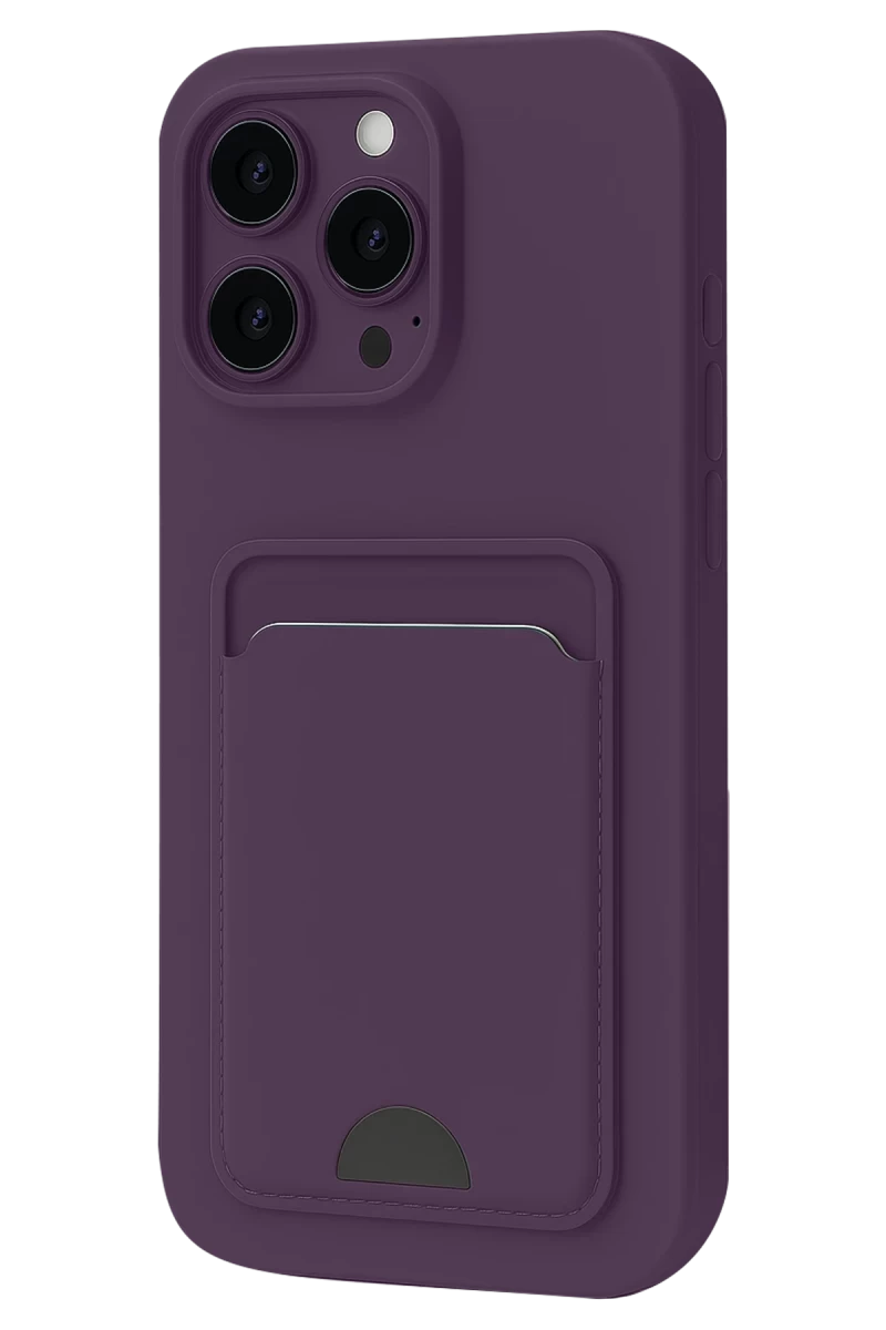 Apple iPhone 16 Pro Max Uyumlu Kılıf Kelvin Kartvizitli Silikon - Derin Mor
