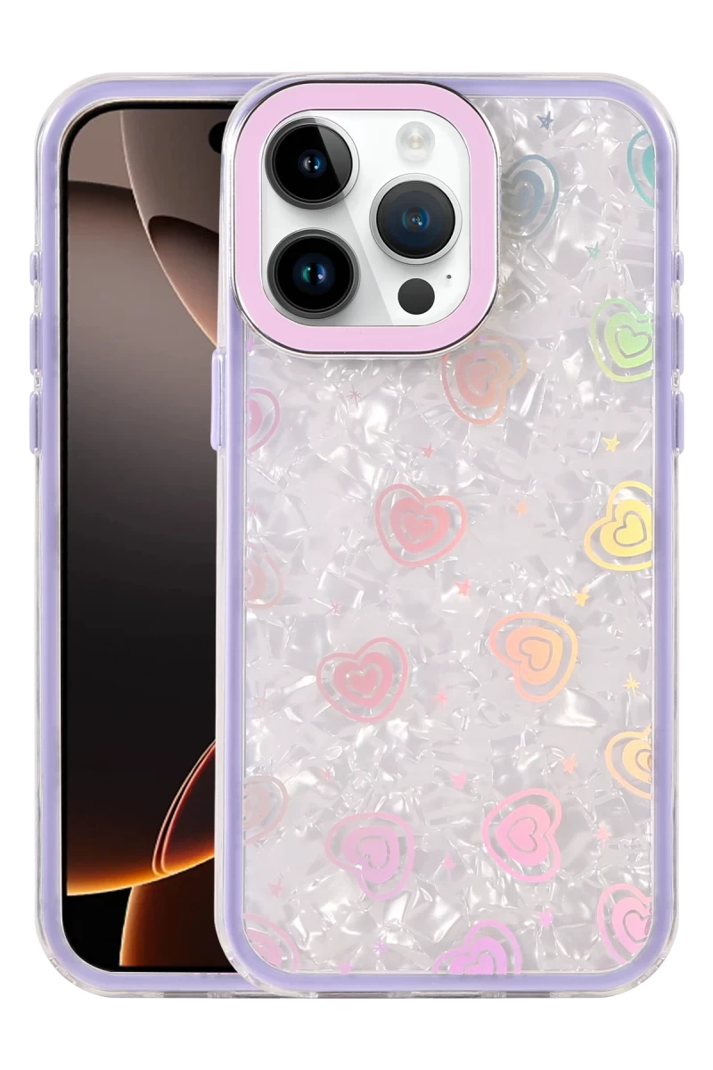 Apple iPhone 15 Pro Uyumlu Lumi Desenli Kapak - Mor