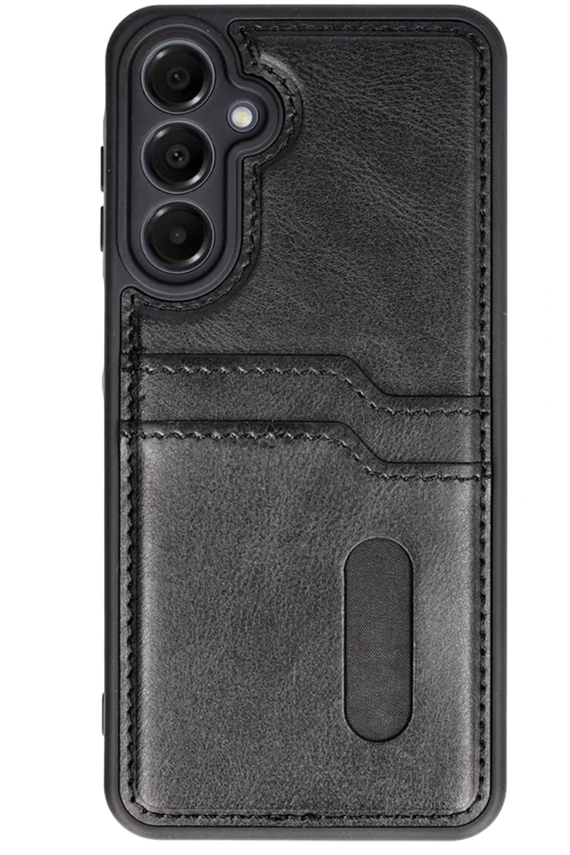 Samsung Galaxy S24 FE Uyumlu Kılıf Sara Kartvizitli Deri Kılıf - Siyah