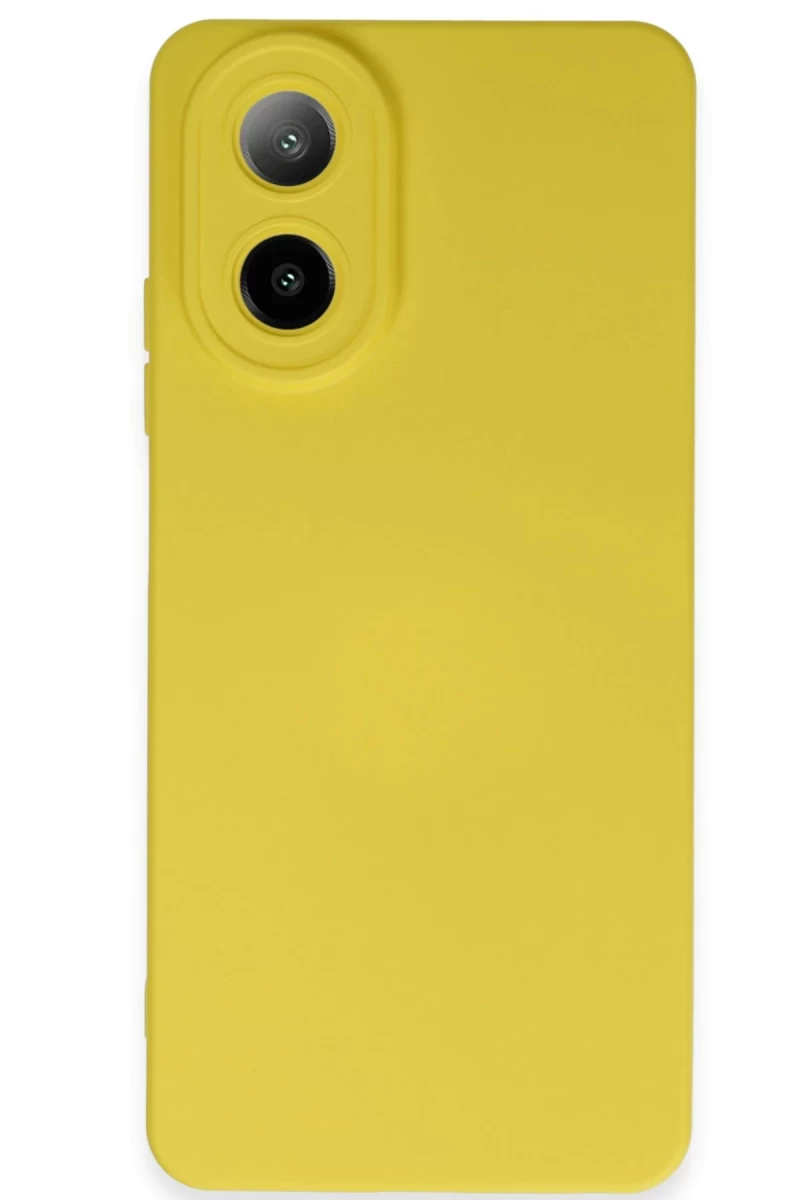 Oppo A38 Uyumlu Kılıf Nano içi Kadife Silikon - Sarı