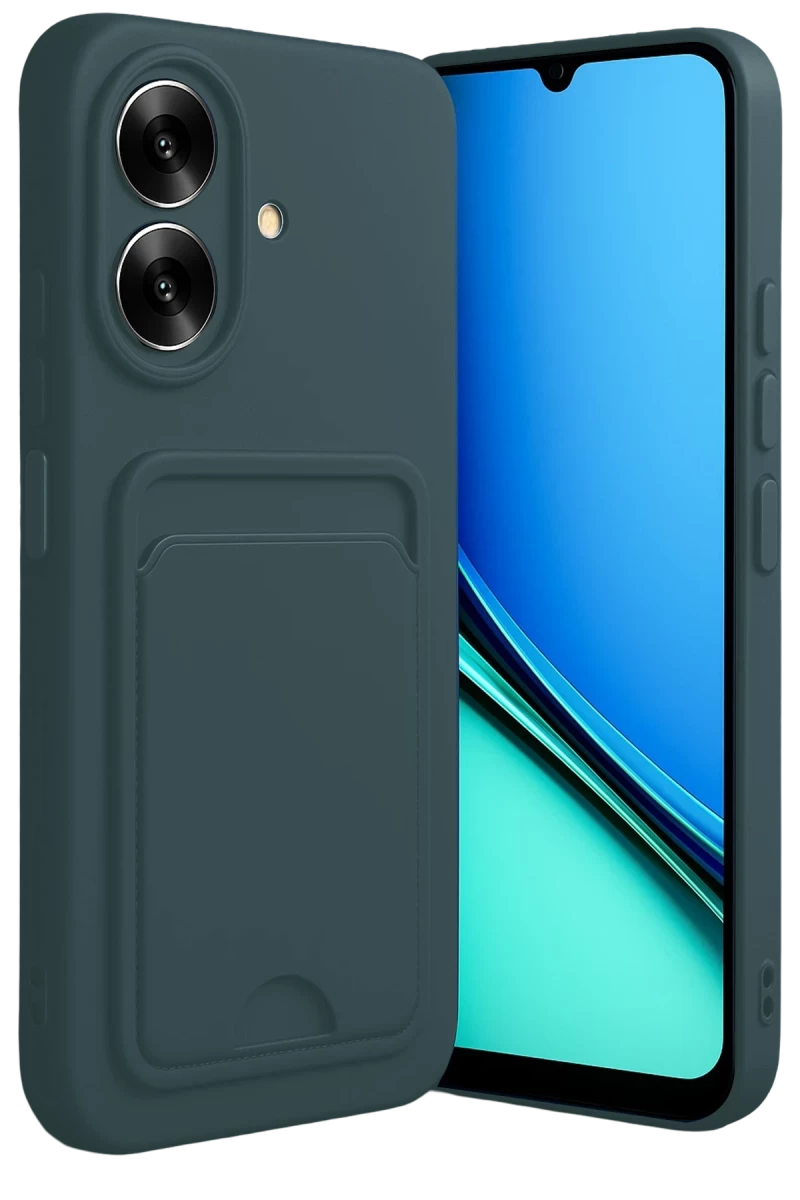 Realme Note 60 Uyumlu Kelvin Kartvizitli Silikon - Koyu Yeşil