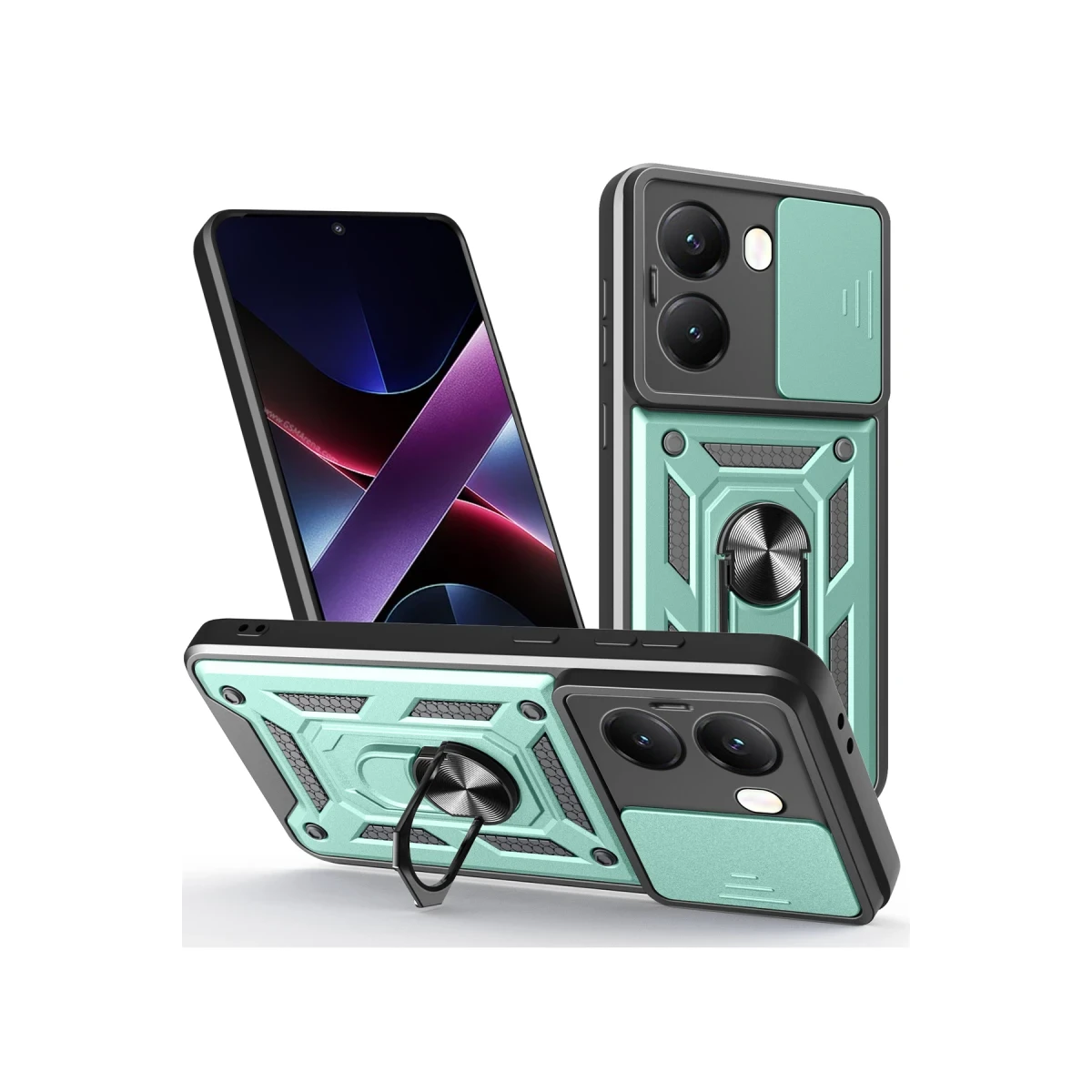 Xiaomi Poco X7 Pro Kılıf Pars Lens Yüzüklü Silikon - Yeşil