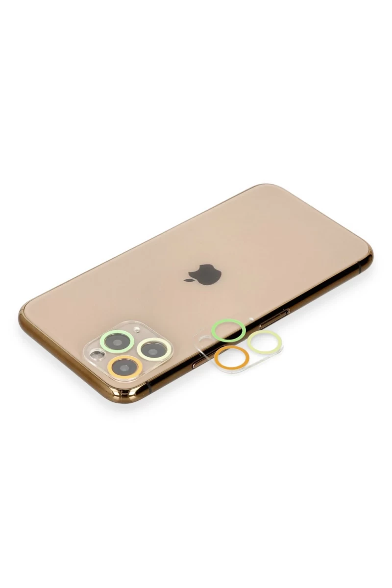 Apple iPhone 11 Pro Uyumlu Renkli Kamera Lens Koruma Cam - Pembe-Mavi