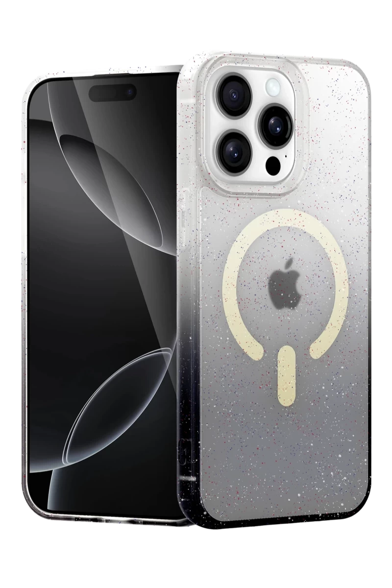 Apple iPhone 14 Pro Max Uyumlu Pummel Shiny Magsafe Kapak - Siyah