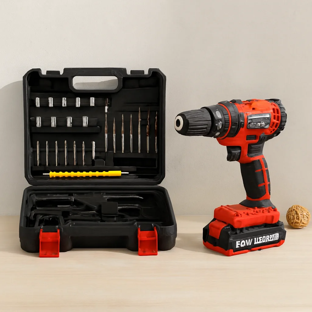24W Şarjlı Matkap Seti 1350 RPM Çantalı (Kırmızı)