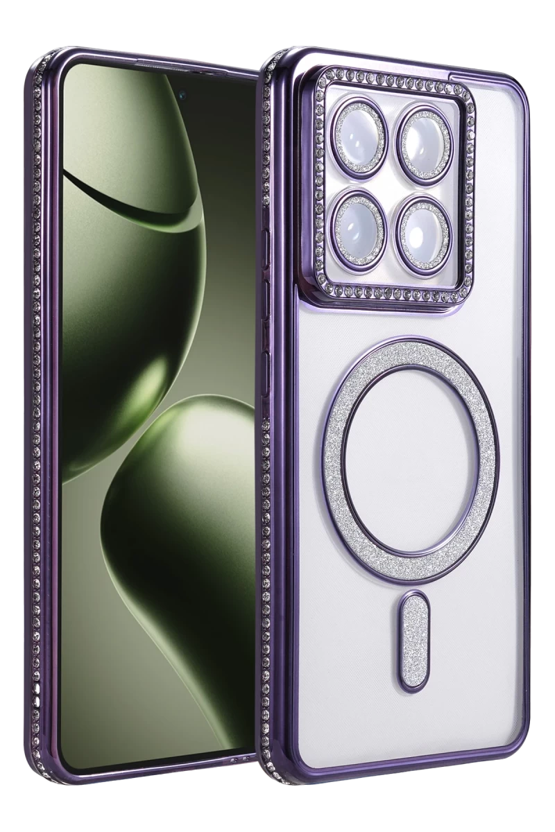 Xiaomi Mi 14T Pro Uyumlu Joke Simli Magneticsafe Kılıf - Derin Mor