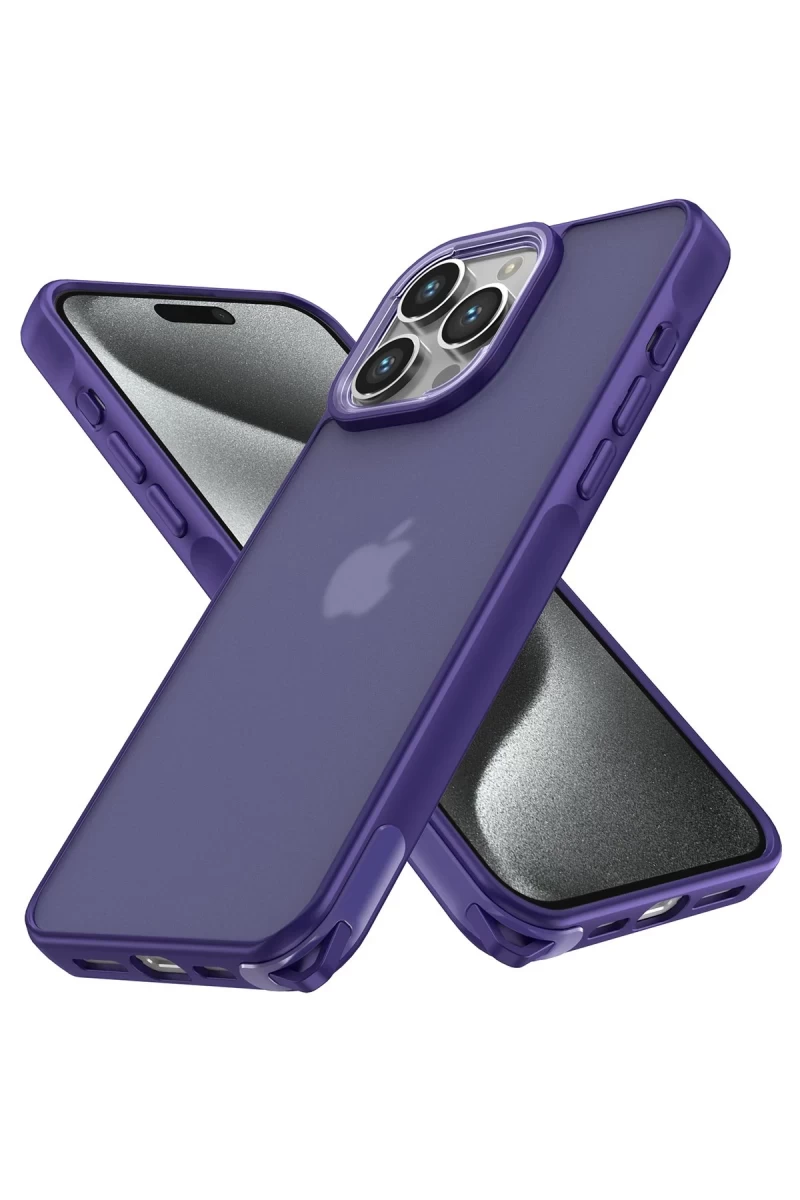 Apple iPhone 15 Pro Uyumlu Kılıf Elegant Kapak - Derin Mor