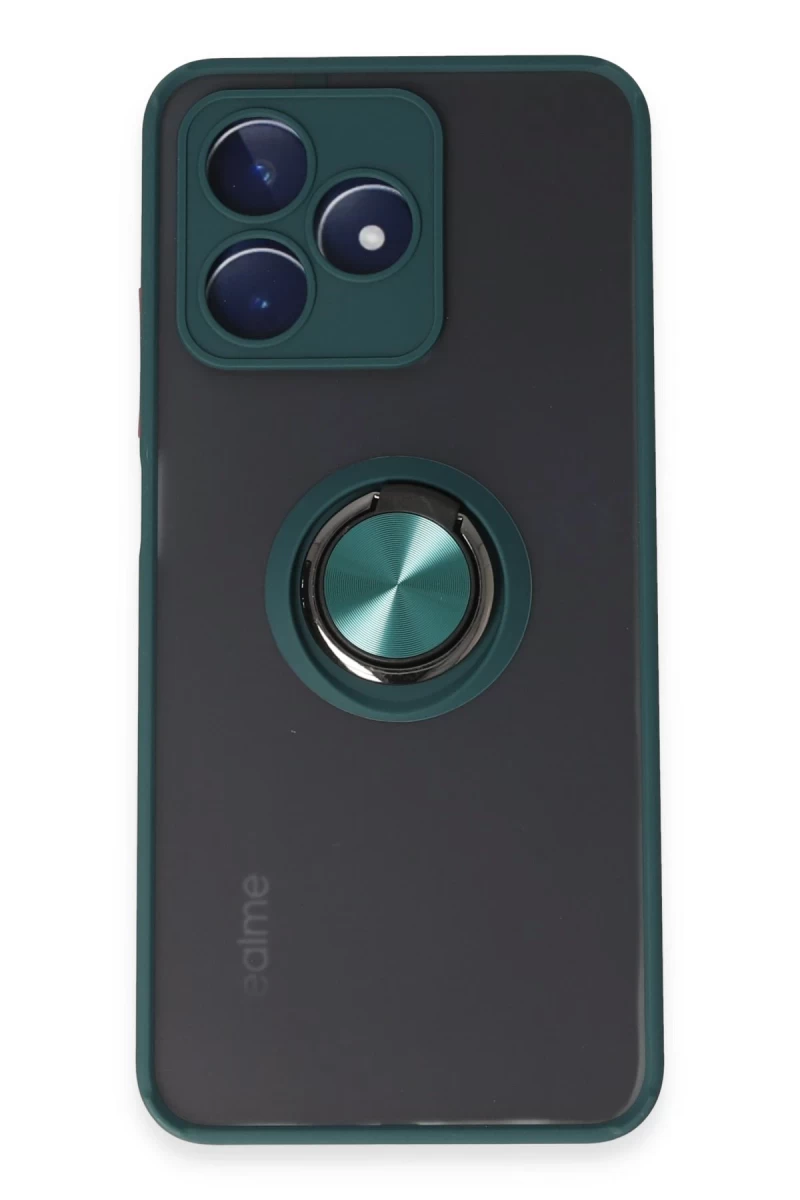 Realme C53 Uyumlu Kılıf Montreal Yüzüklü Silikon Kapak - Yeşil