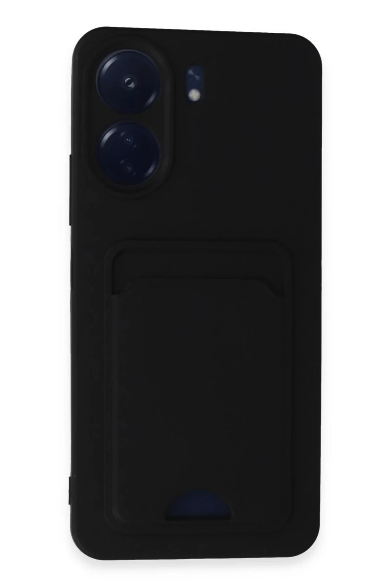 Xiaomi Redmi 13C Uyumlu Kılıf Kelvin Kartvizitli Silikon - Siyah