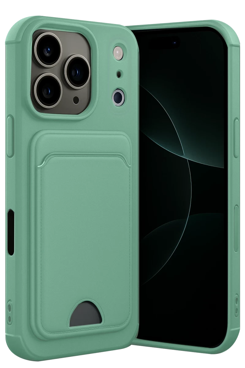 Apple iPhone 17 Pro Uyumlu Kelvin Kartvizitli Silikon - Açık Yeşil