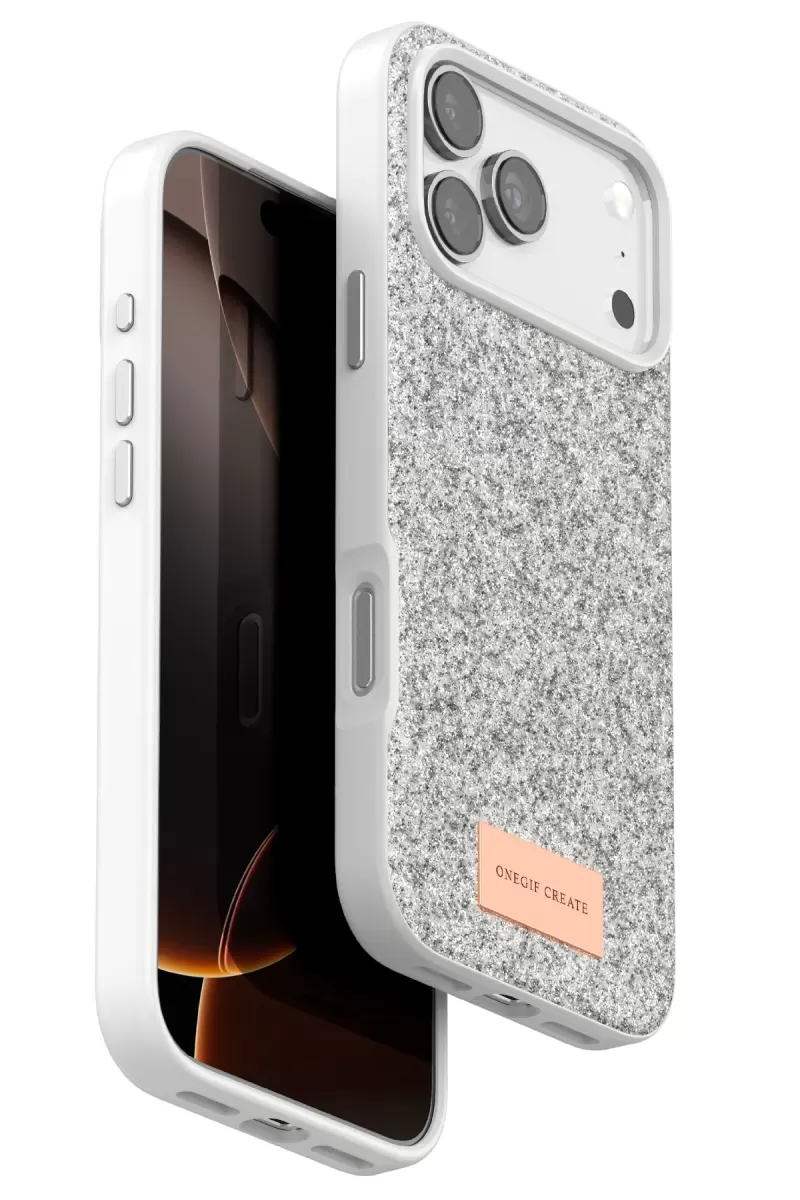 Onegif Apple iPhone 17 Pro Max Uyumlu Bright Simli Kapak - Beyaz