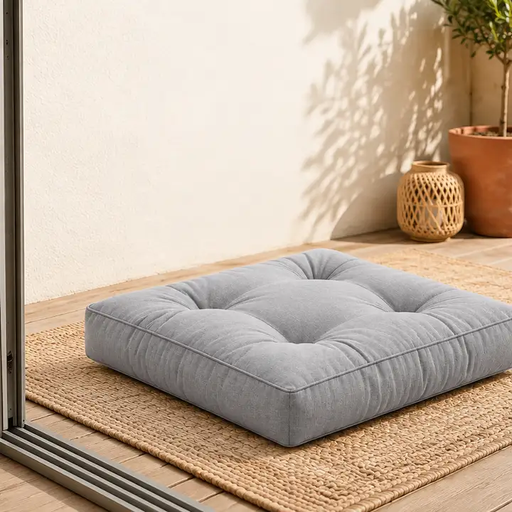 Kapitone Kare Yer Minderi · 60 × 60 × 5 cm | Gri | Dış mekân
