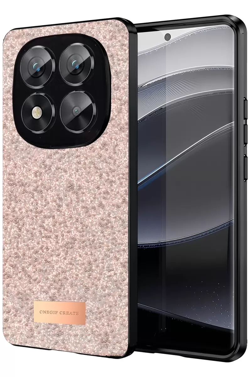 Onegif Xiaomi Redmi Note 14 Pro 5G Uyumlu Bright Simli Kapak - Pembe