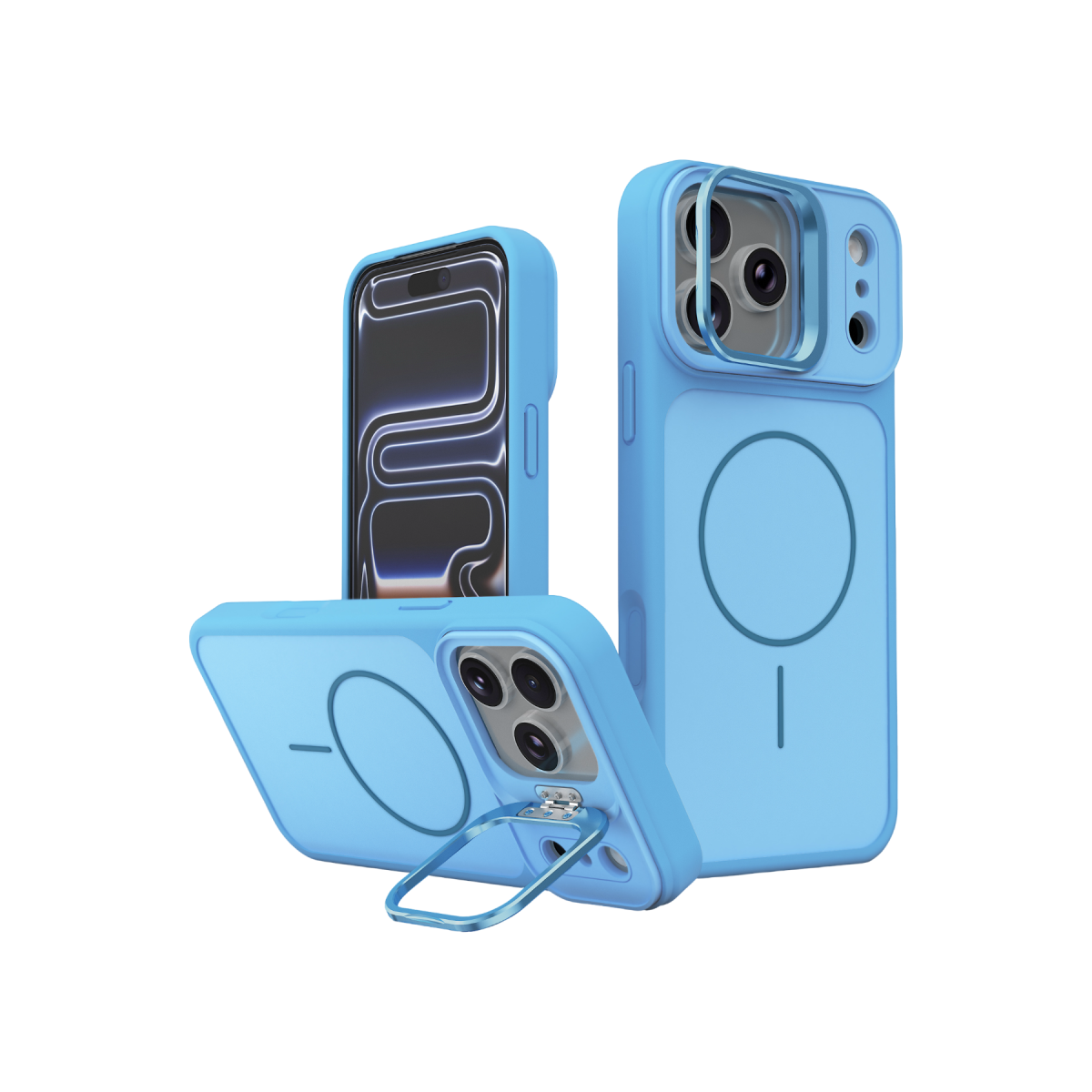 Joko Apple iPhone 18 Pro Max Uyumlu Pale Magsafe Standlı Kapak - Sierra Blue