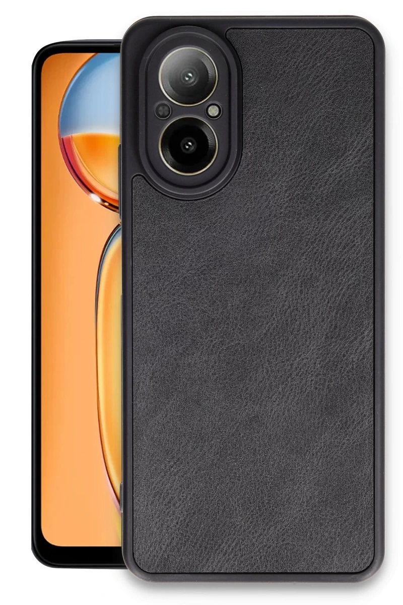 Realme 12 Lite Uyumlu Kılıf Aras Deri Kapak - Siyah