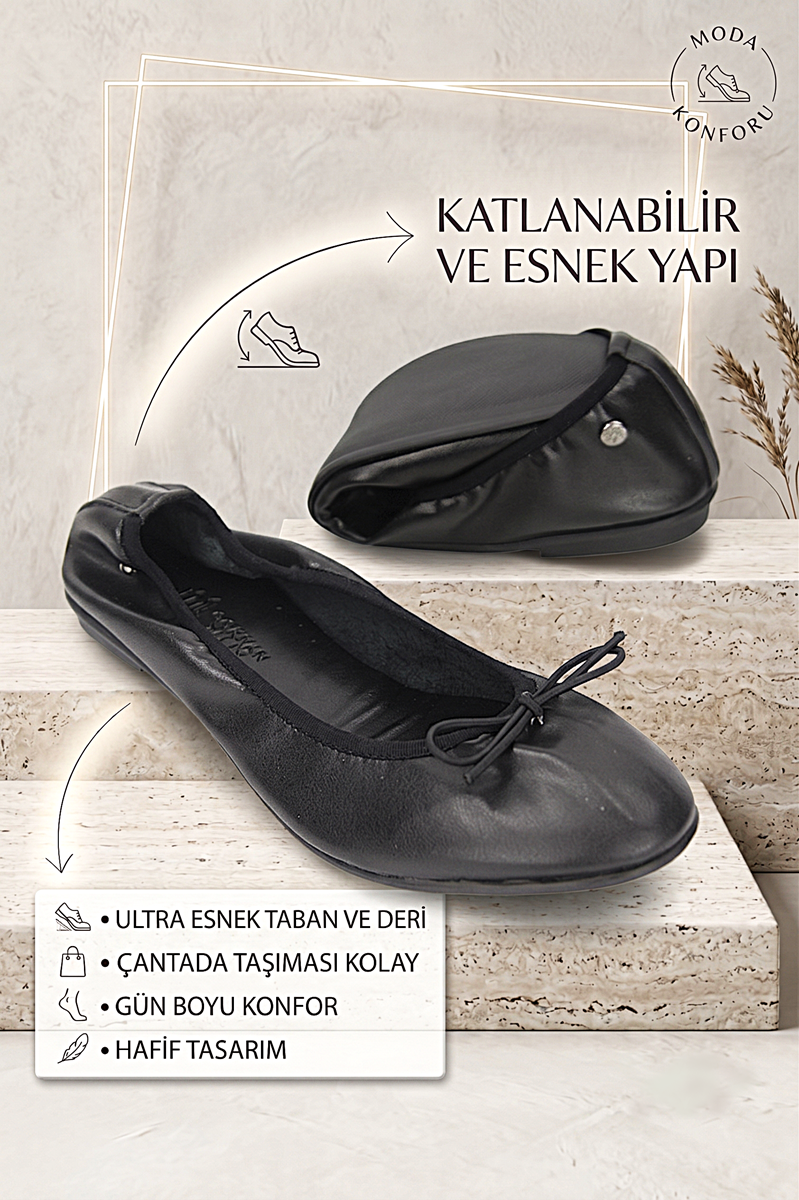 Orlena Kadın Babet Ayakkabı · RENK: SİYAH CİLT · NUMARA: 36
