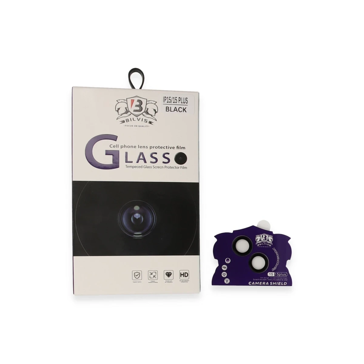 Apple iPhone 15 Bilvis Titan Kamera Lens - Siyah