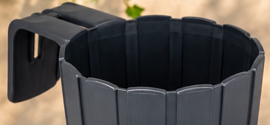 3D Baskı Askılı Balkon Saksısı Dikey Çizgili Dekoratif Çiçek ve Aromatik Bitki Saksısı - Antrasit