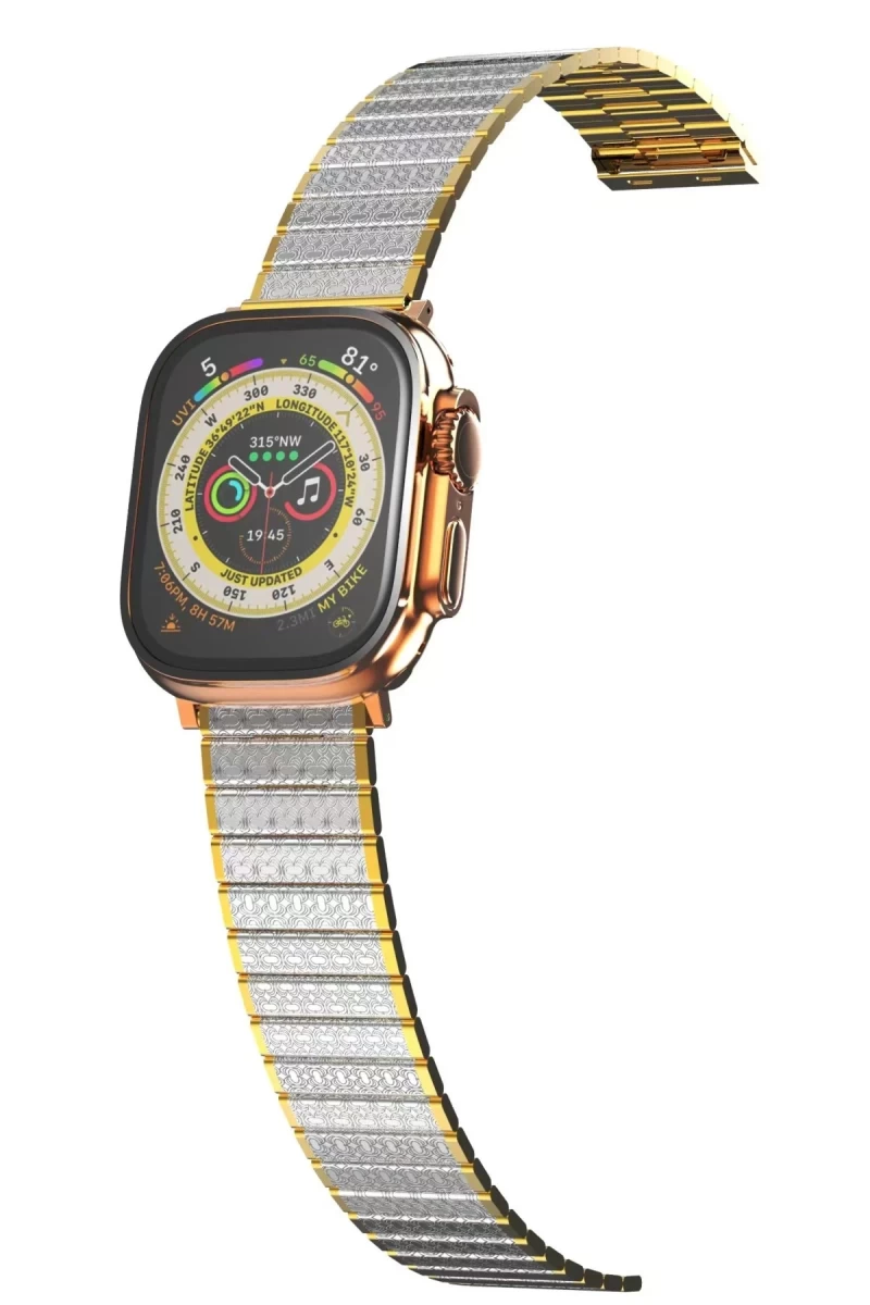 Apple Watch 42mm Uyumlu Made Metal Kordon - Gümüş-Gold
