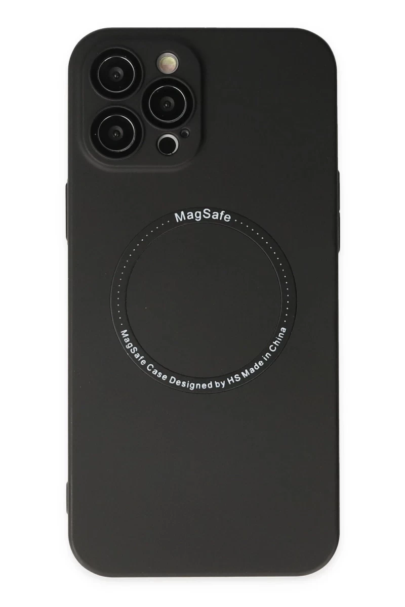Apple iPhone 12 Pro Uyumlu Kılıf Jack Magneticsafe Lens Silikon - Siyah