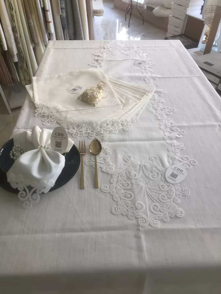 Sofra Takımı 26 Parça Anna Model Yemek Takımı Örtüsü Dertsiz 160 x 260 cm Masa Örtüsü