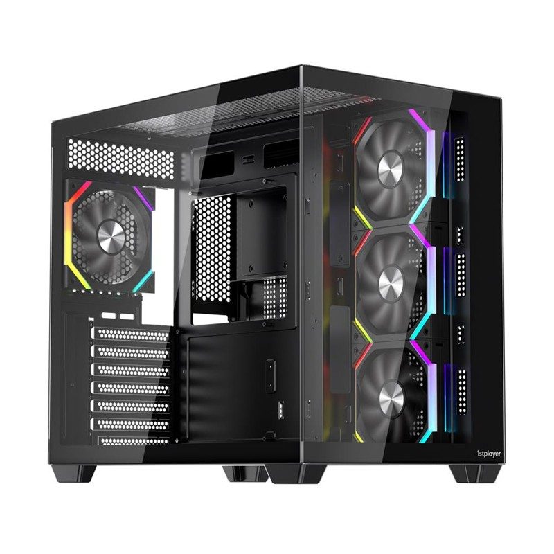 1ST PLAYER BV7 SİYAH ACK 750W 80+ BRONZE ARGB 4X12CM FAN PANORAMİK TEMPERLİ CAM USB 3.0 ATX KASA