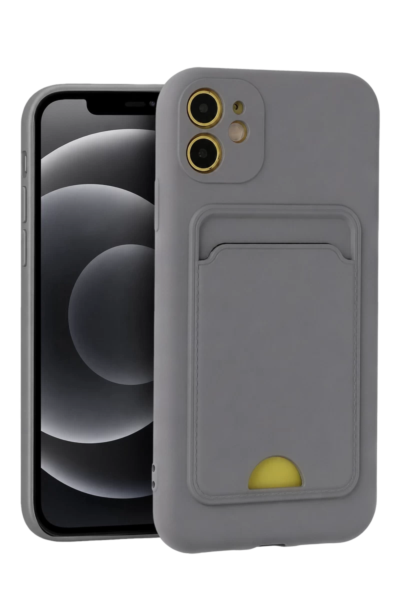 Apple iPhone 11 Uyumlu Kılıf Kelvin Kartvizitli Silikon - Gri