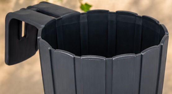 3D Baskı Askılı Balkon Saksısı Dikey Çizgili Dekoratif Çiçek ve Aromatik Bitki Saksısı - Antrasit