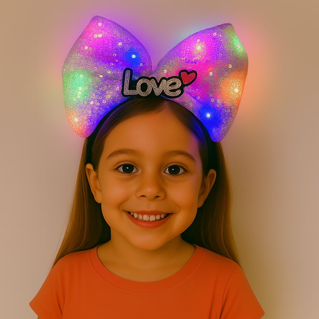 LED Işıklı Love Yazılı Mor Fiyonk Taç ? Kız Çocuk Parti Tacı