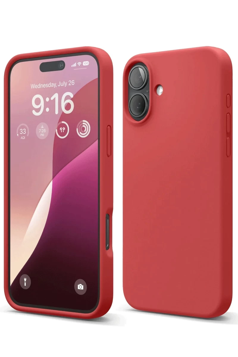 Apple iPhone 16 Plus Uyumlu Kılıf Nano içi Kadife Silikon - Kırmızı
