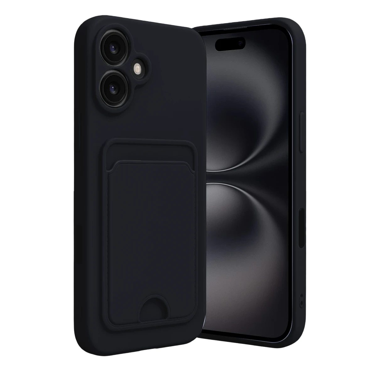 Apple iPhone 16 Kılıf Kelvin Kartvizitli Silikon - Siyah