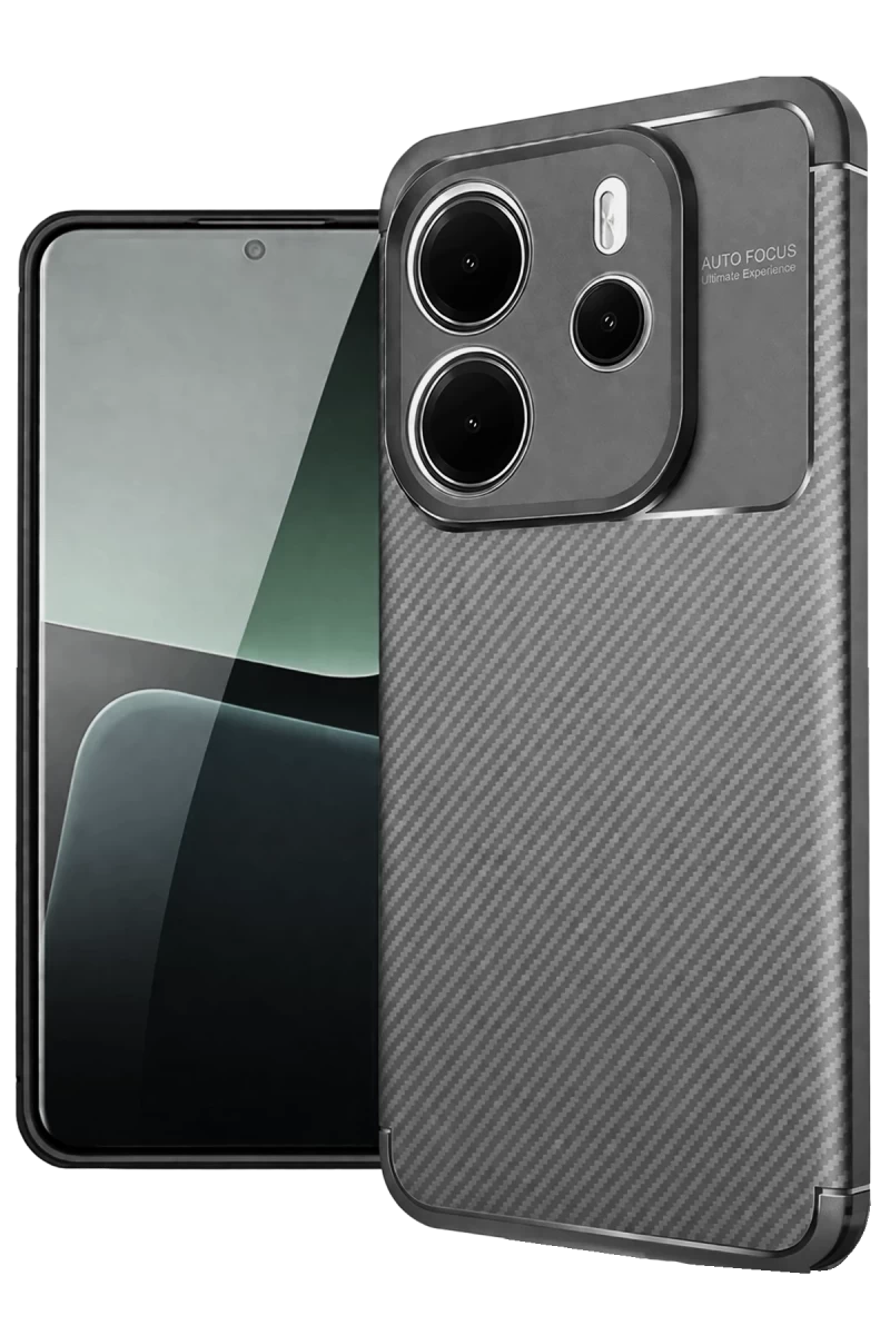 Xiaomi Redmi Note 14 4G Uyumlu Kılıf Auto Focus Karbon Kapak - Gri