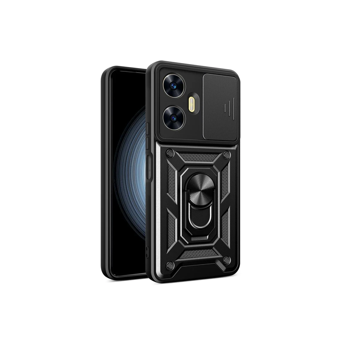 Realme C55 Kılıf Pars Lens Yüzüklü Silikon - Siyah