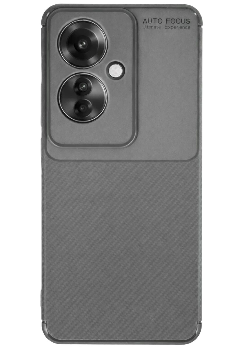 Oppo Reno 11F Uyumlu Kılıf Auto Focus Karbon Kapak - Gri