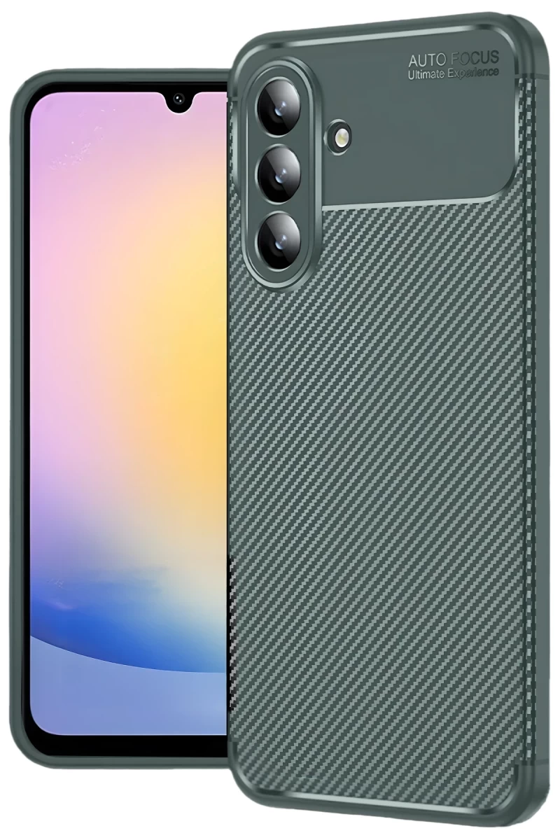 Samsung Galaxy S25 FE Uyumlu Auto Focus Karbon Kapak - Koyu Yeşil
