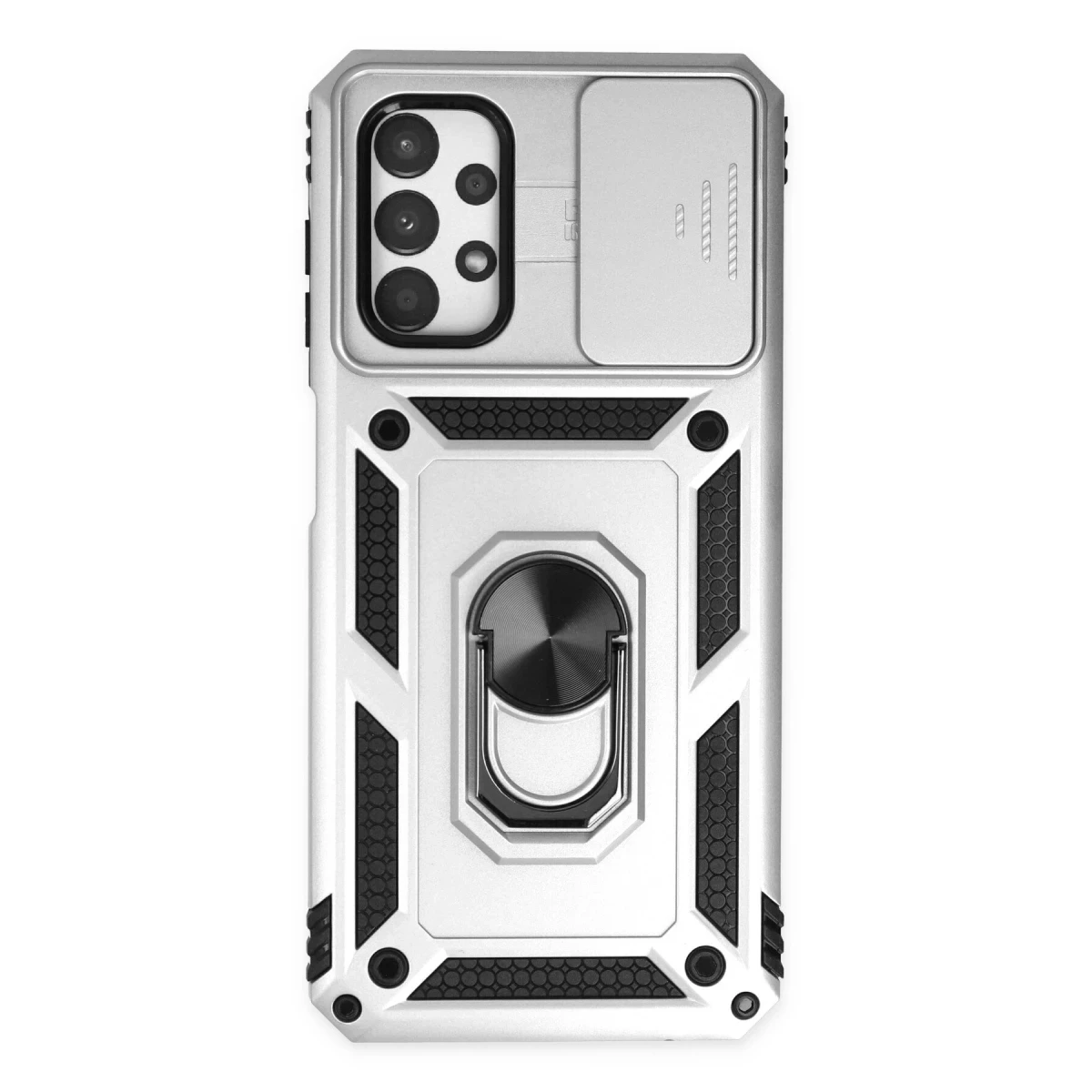 Samsung Galaxy A33 5G Kılıf Pars Lens Yüzüklü Silikon - Gümüş