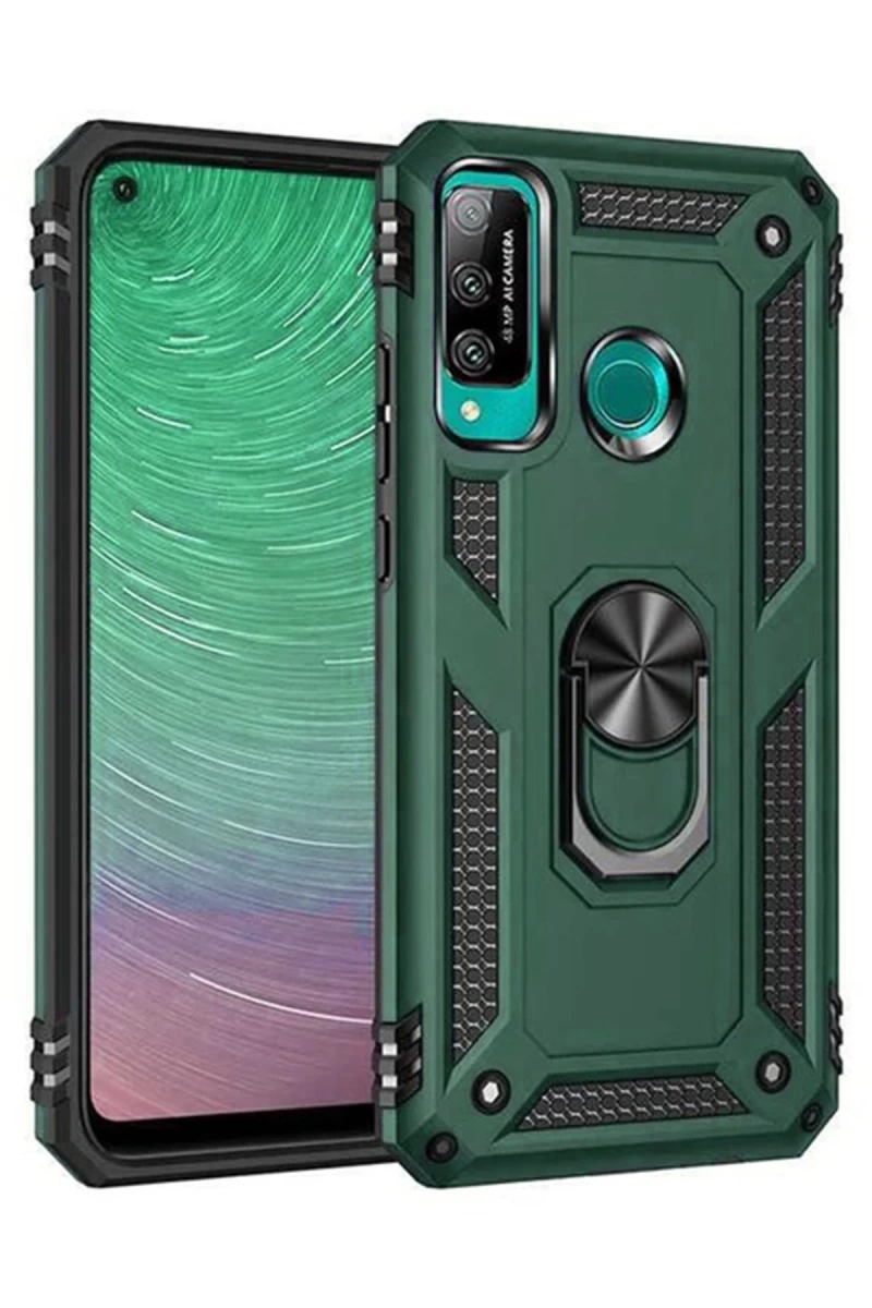 Huawei P40 Lite Uyumlu E Kılıf Sofya Yüzüklü Silikon Kapak - Yeşil