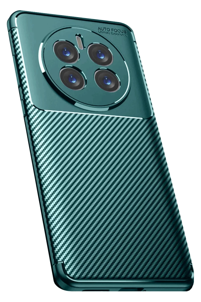 Realme 12 Pro Plus Uyumlu Kılıf Auto Focus Karbon Kapak - Koyu Yeşil