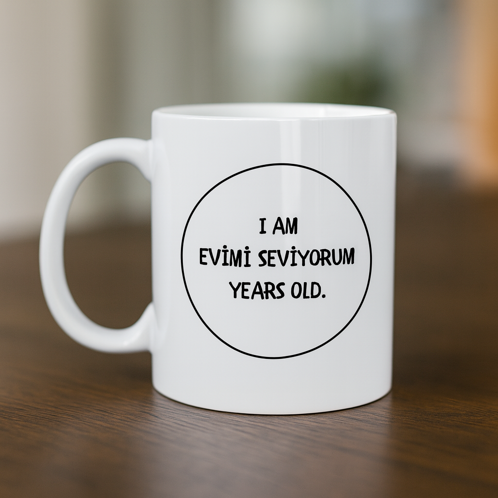 Evimi Seviyorum Yazılı Kupa Model 241 Minimal Tasarım Seramik Kahve Kupası Kişiye Özel Mesajlı Bardak