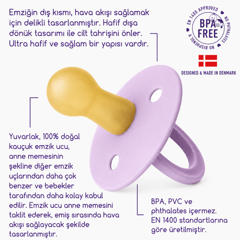 Kauçuk Emzik 0-6 Ay Violet Sky adet fiyatıdır
