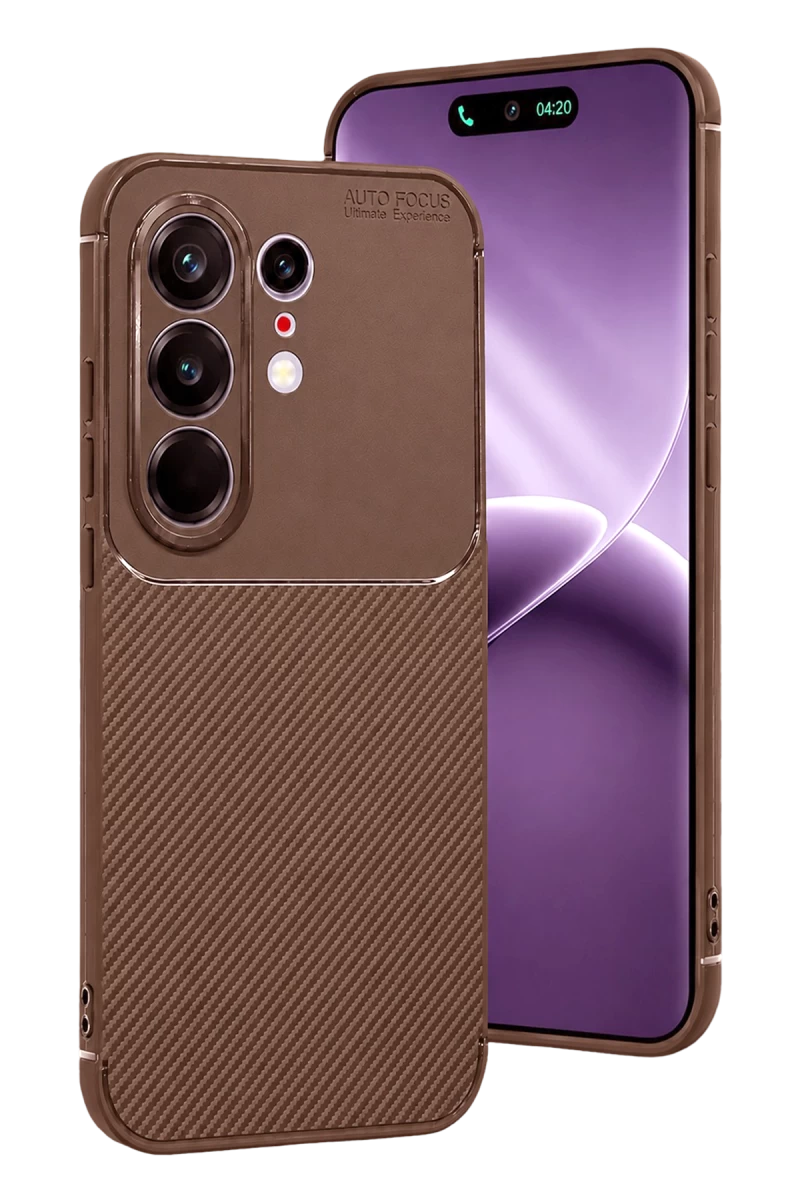 Tecno Camon 50 Pro 5G Uyumlu Auto Focus Karbon Kapak - Kahverengi