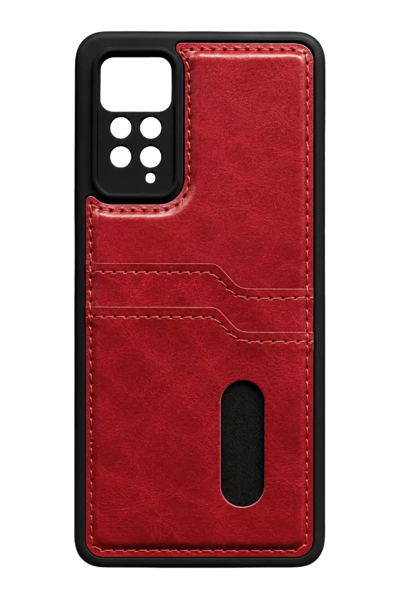 Xiaomi Redmi Note 12 Pro 4G Uyumlu Kılıf Sara Kartvizitli Deri Kılıf - Kırmızı