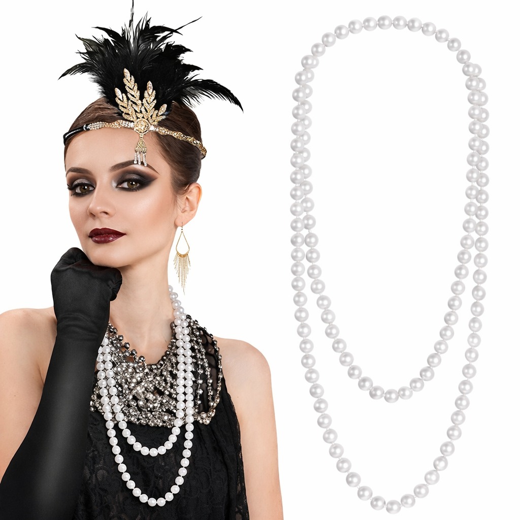 1920 Gatsby İnci Kolye ? Vintage Uzun Beyaz İnci Kolye