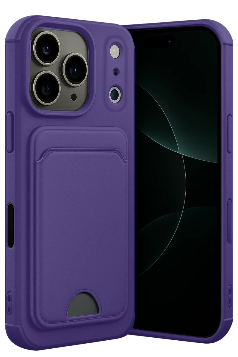 Apple iPhone 17 Pro Uyumlu Kelvin Kartvizitli Silikon - Derin Mor