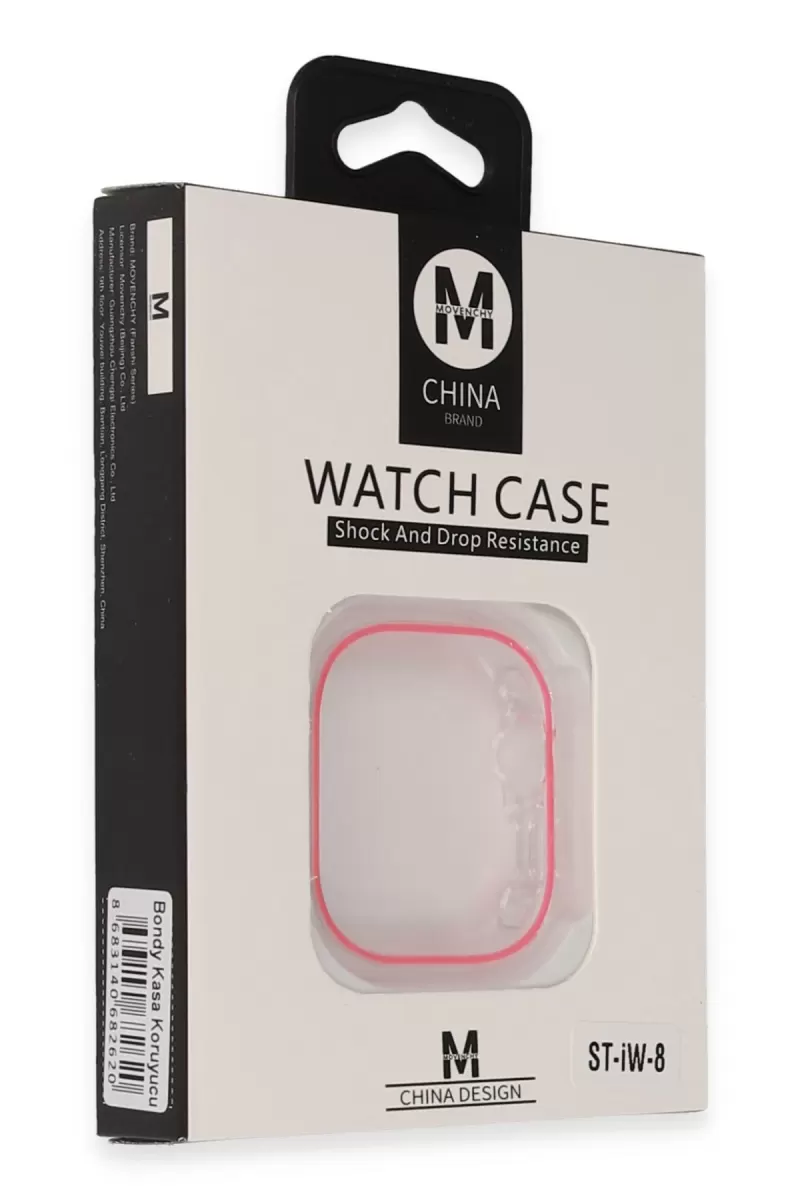 Movenchy Apple Watch 45mm Uyumlu Bondy Kasa Koruyucu - Pembe
