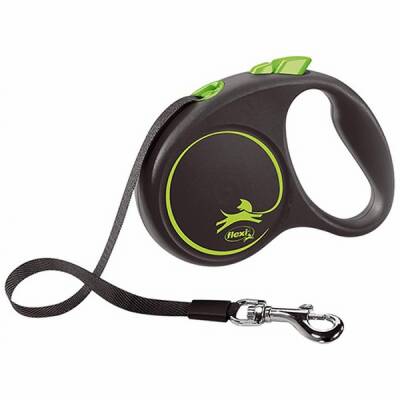 Black Design Otomatik Şerit Köpek Gezdirme Tasması Small 5 Mt Yeşil