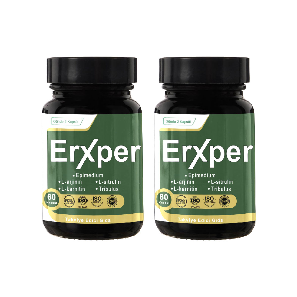 Erxper 60 Kapsül 2 Adet - L-Karnitin, L-Arjinin, Epimedium ve Tribulus İçerikli Takviye Edici Gıda