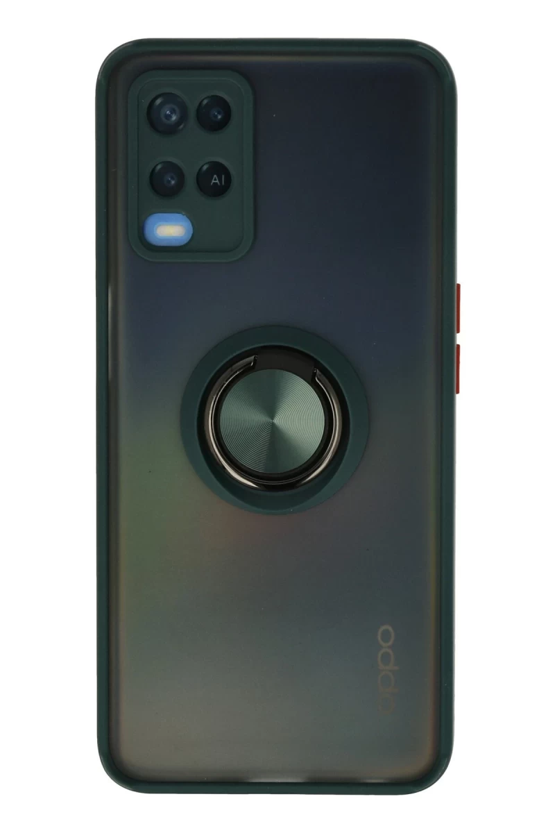 Oppo A54 4G Uyumlu Kılıf Montreal Yüzüklü Silikon Kapak - Yeşil